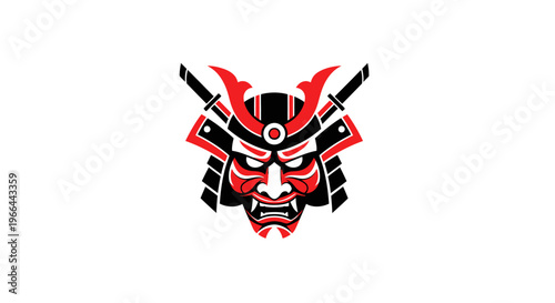 Japanese samurai mask with swords.