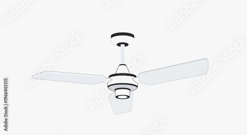 Modern ceiling fan with white blades.