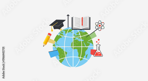 Education around the world globe icon.
