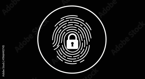 Fingerprint with lock icon security.