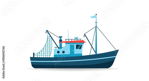 Fishing boat on the water surface.