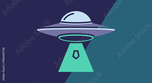 Flying saucer with green beam light.