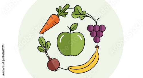 Fresh fruit and vegetable healthy food.