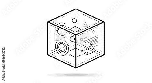 Geometric shapes on a cube.