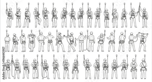 Ancient Chinese Terracotta Army Soldiers Lineup Illustration.