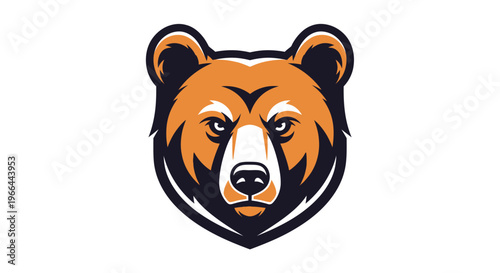 Grizzly bear head illustration closeup.