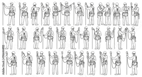 Ancient Chinese Warriors Figures Illustration.