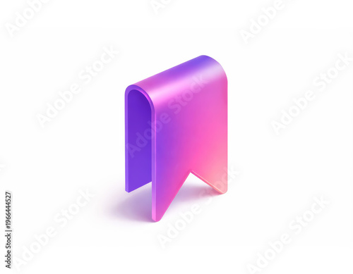 Wallpaper Mural Glossy 3D bookmark icon in purple‑pink gradient with a folded ribbon shape, featuring a modern minimal design for digital saving or marking content. Torontodigital.ca