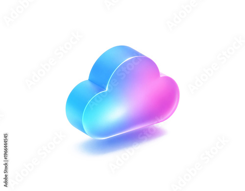 Wallpaper Mural Glossy 3D cloud icon with blue‑to‑pink gradient, soft lighting and subtle shadow, symbolizing cloud storage, computing, and modern digital services. Torontodigital.ca