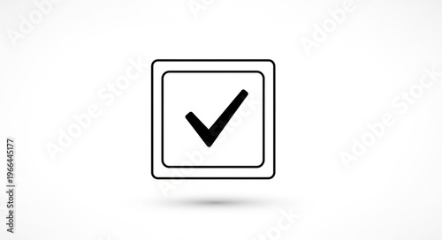 Check Mark Symbol Inside a Square Box, Confirmation and Approval.