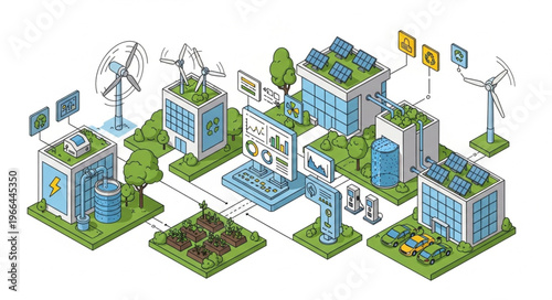 Sustainable City Ecosystem - Renewable Energy and Green Infrastructure Integration.