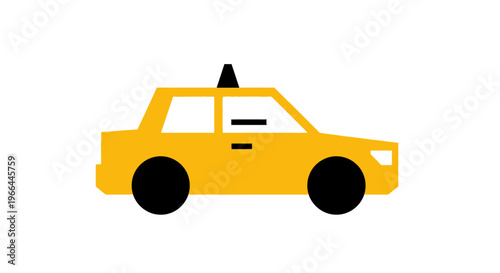 Yellow Taxi Car Side View Illustration.