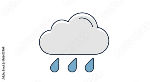 Rain Cloud with Falling Water Drops.