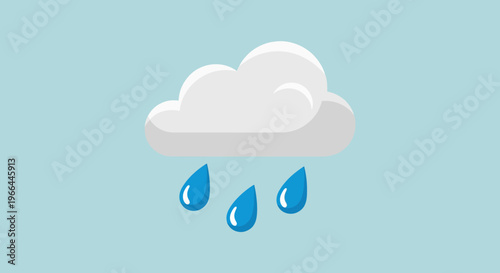 Raindrops falling from white cloud.