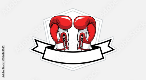 Red Boxing Gloves on White Banner.