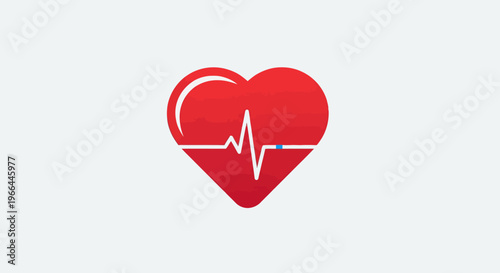 Red heart with ecg line symbol.