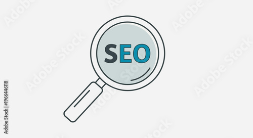 SEO search engine optimization magnifying glass.