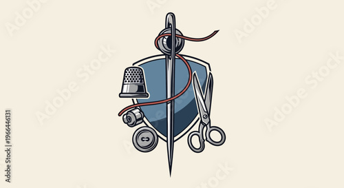 Sewing tools and equipment illustration.