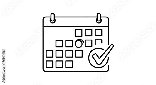 Simple Calendar Icon with Checkmark.