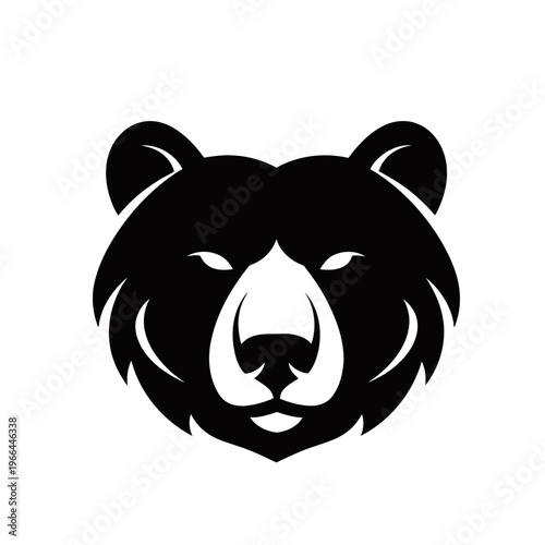 Stylized black and white bear head logo illustration with fierce expression.