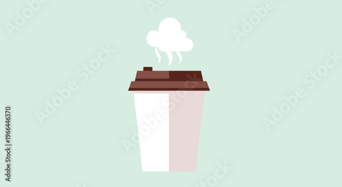 Steaming hot coffee cup with lid.