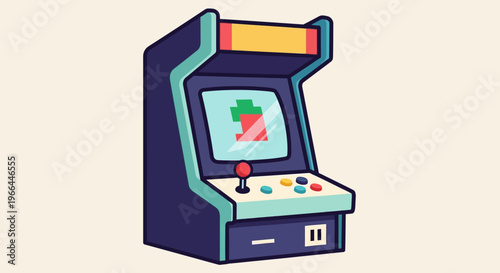 Vintage colorful arcade game machine console.