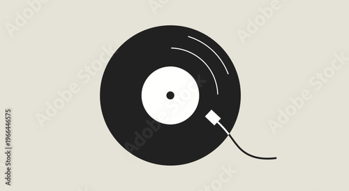 Vinyl record with audio cable.