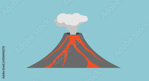 Volcano Erupting with Smoke and Lava.