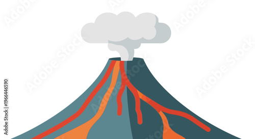 Volcano Eruption with Molten Lava Flow.