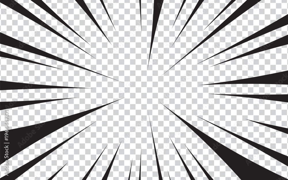 Obraz premium Comic book action lines. Speed lines Manga frame. Cartoon background. Black and white vector retro illustration