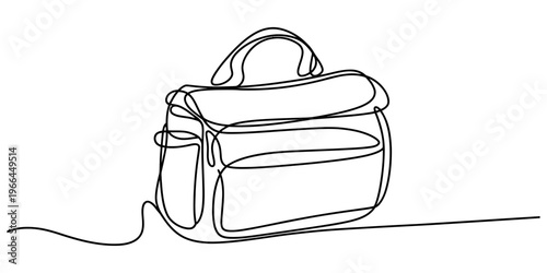 Minimalist continuous line drawing of a stylish handbag for daily use and professional fashion Vector, illustration