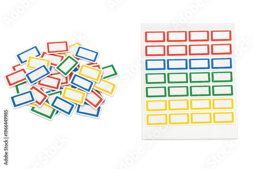 Colorful blank labels and stickers for organization