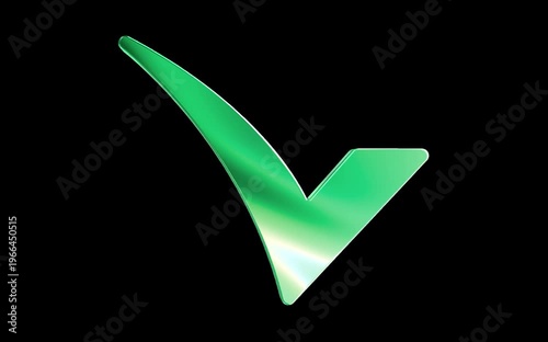 Green Check Mark Icon 3D Render Animation Loop