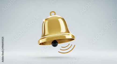 Golden Bell Ringing with Sound Waves on a Light Background.