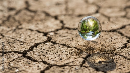 A drop of water falling on the green soil, bringing with it the green of nature.