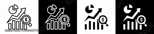 Market Research Icon Set In Black And White Filled Style Collection