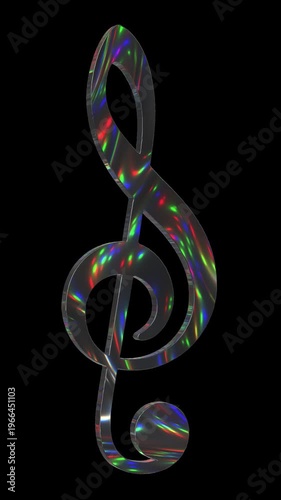 Treble Clef Music Icon 3D Render Animation Loop