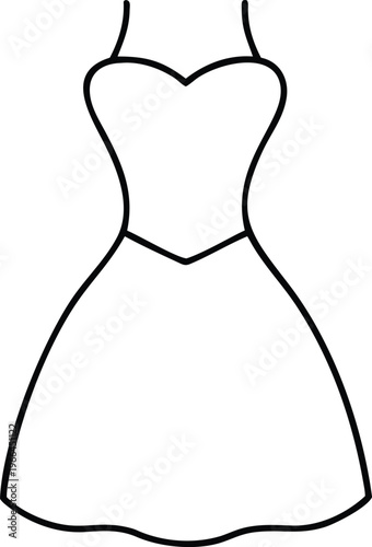A clean line illustration of a strapless short dress with a flattering sweetheart neckline