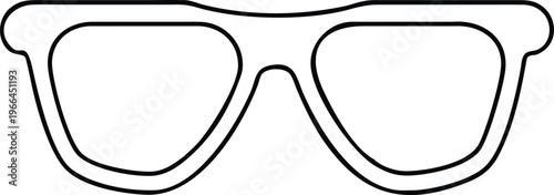 A clear outline drawing of popular wayfarer style sunglasses is shown here