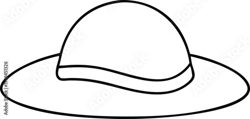 A simple line drawing of a wide brimmed sun hat perfect for summer vacation and beach outfits