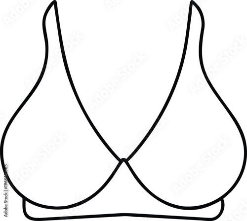 A simple outline drawing of a classic full coverage bra design