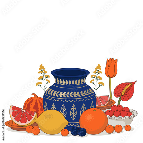 Decorated Ritual Pot Vector Illustration