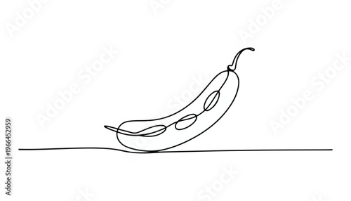 One continuous line illustration of an Peas vegetable, isolated on white background.