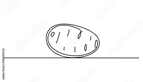 One continuous line illustration of an potato vegetable, isolated on white background.