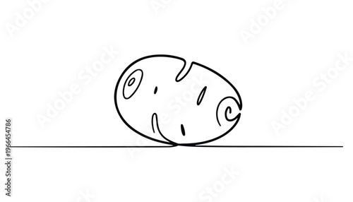 One continuous line illustration of an potato vegetable, isolated on white background.