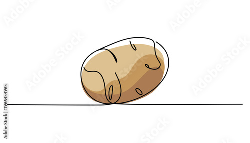 One continuous line illustration of an potato vegetable, isolated on white background.
