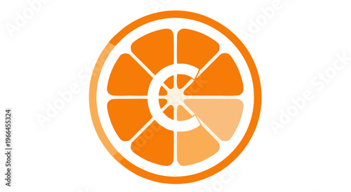 Orange slice logo with a circular arrow representing a cyclical process or continuous improvement, symbolizing freshness and vitality