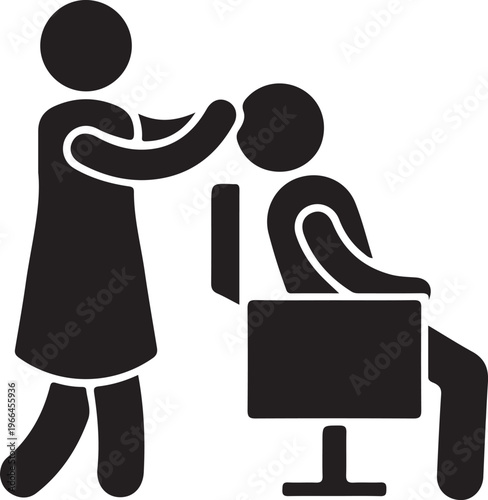 Print Professional barber cutting hair of a client sitting in a salon chair