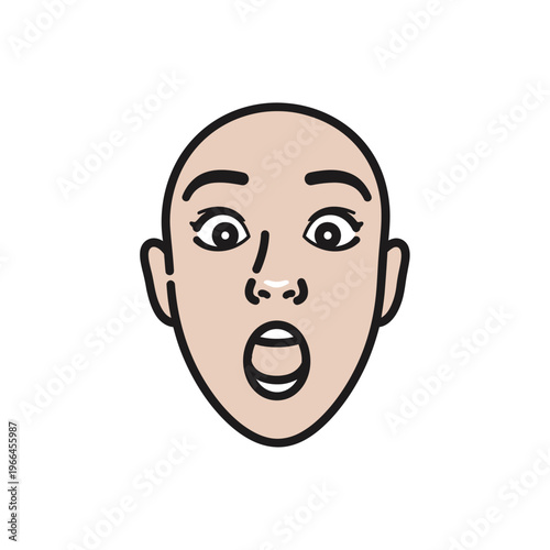 Surprised Face Expression, Open Mouth, Wide Eyes, Shocked Emotion, Human Head Illustration