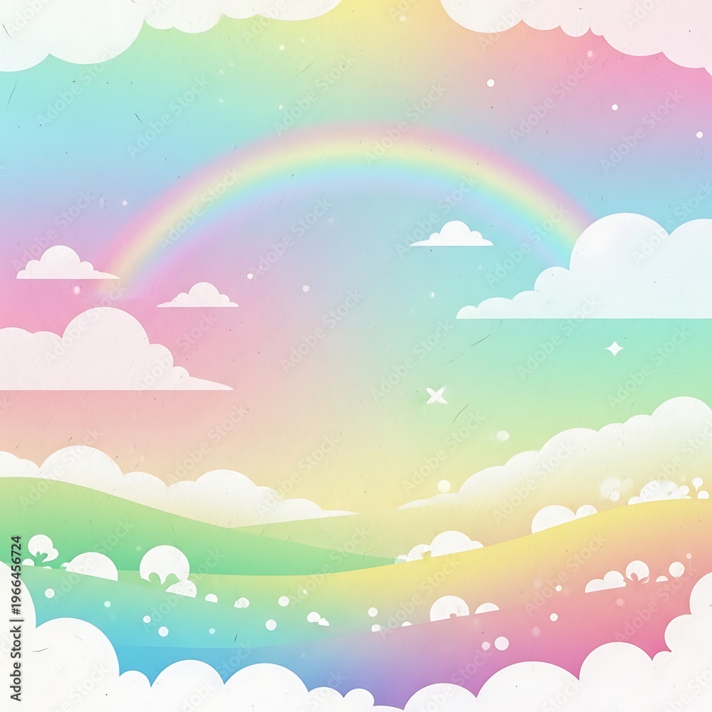Fototapeta premium A vibrant rainbow stretches across a pastel-colored sky
